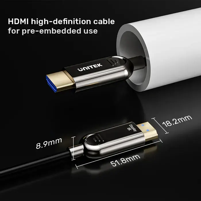 C11085GY01-60M, UNITEK, 60M Fiber Optic HDMI Cable 8K 60Hz