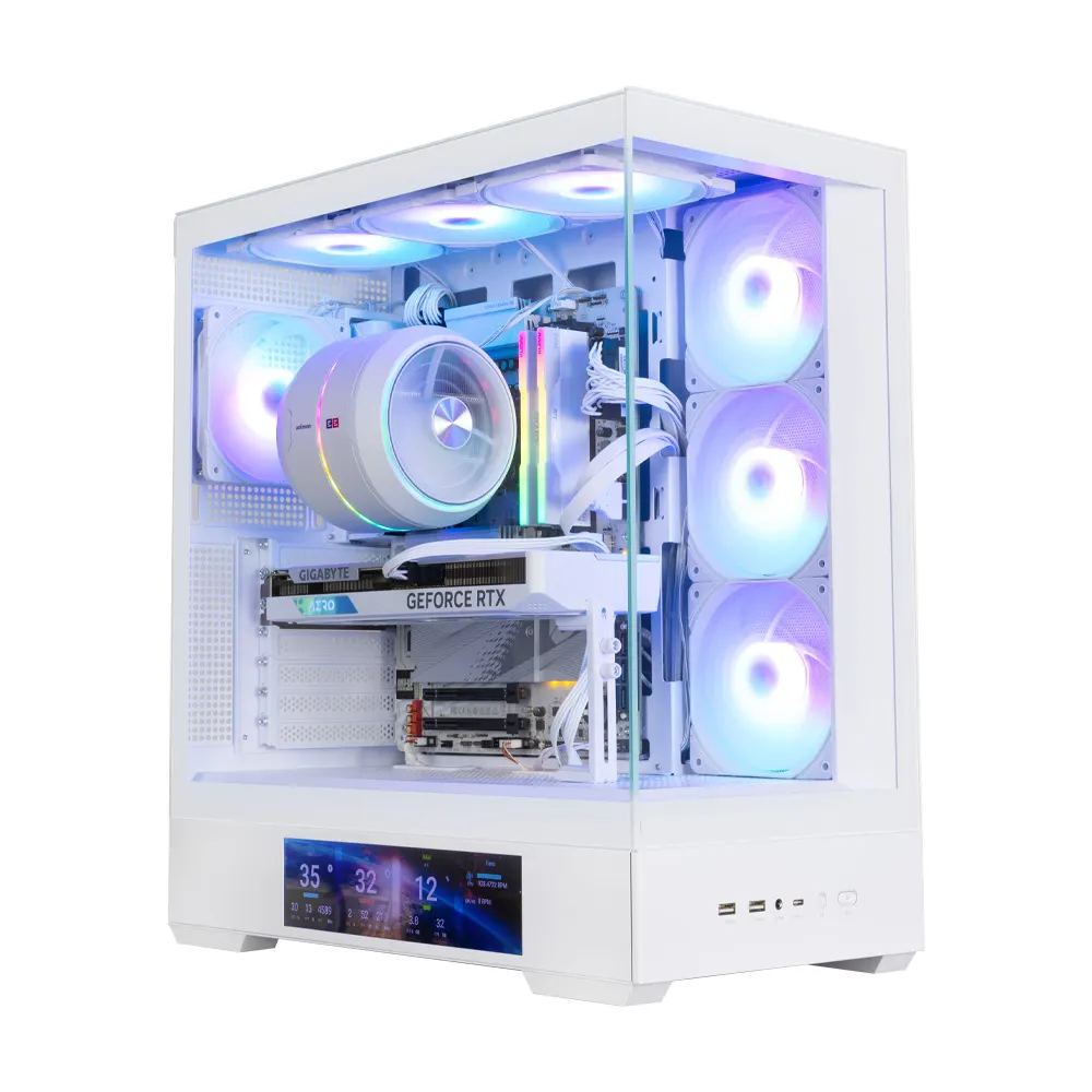 ქეისი Zalman PC case P40 DS without PSU, 2xUSB3.0, 1x Type C, 3x120mm ARGB Reverse, 1x120mm ARGB, VGA 420mm, LCS ready, TG Side/Front Panel, Display, ATX, white