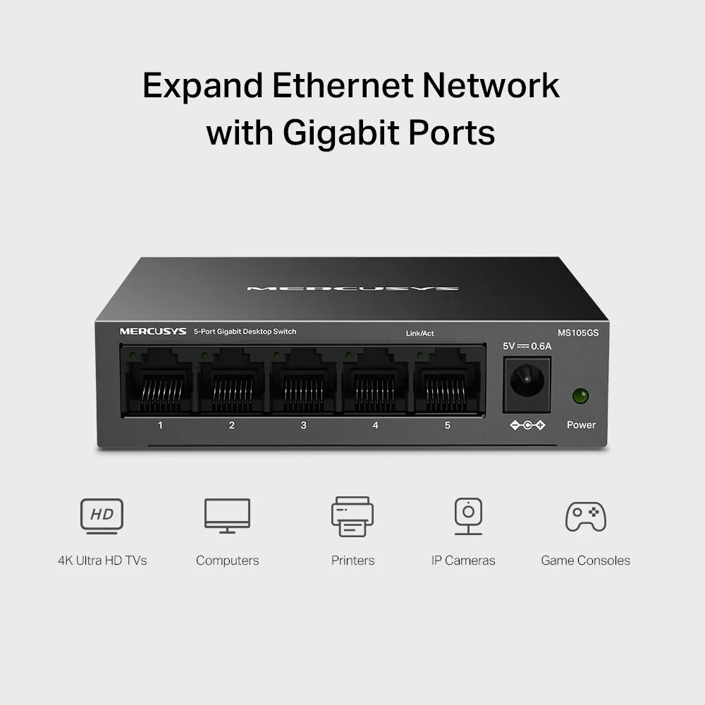 სვიჩი MERCUSYS, MS105GS, Switch