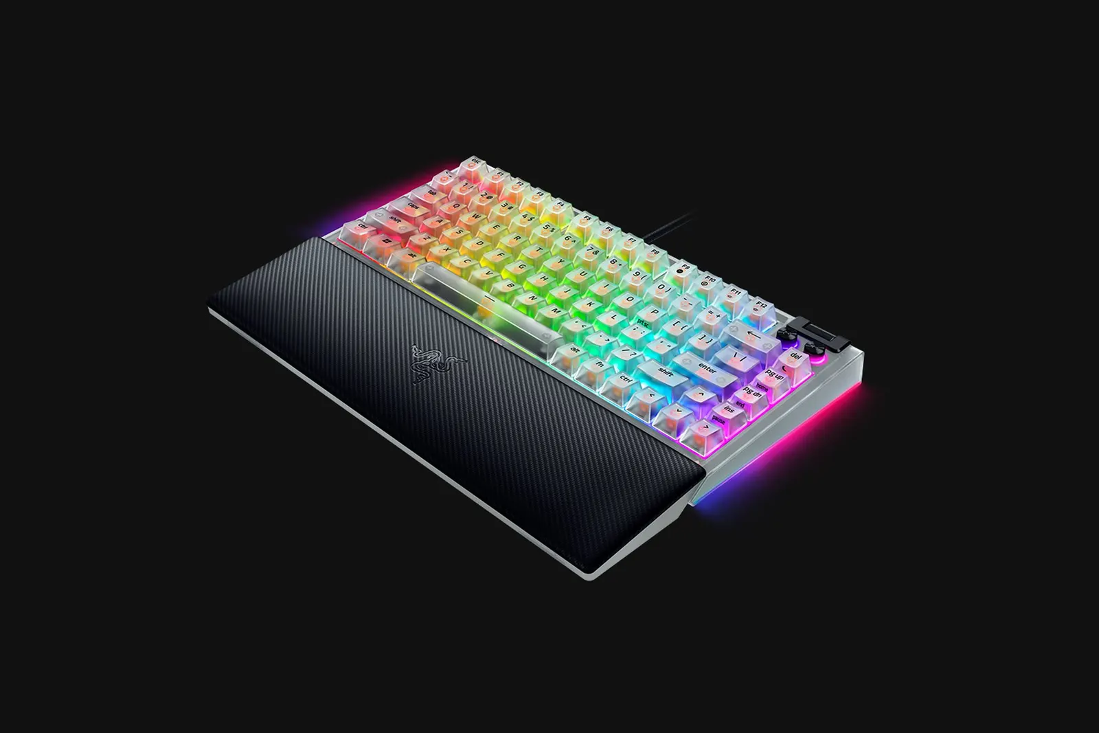 კლავიატურა Razer Keyboard BlackWidow V4 75% RGB 83key Mechanical Tactile Switch GEN-3, USB-A, EN, Phantom White Ed