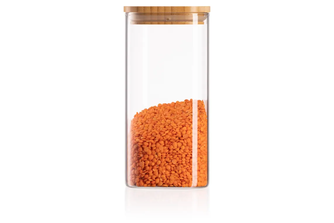 Ardesto Jar Fresh, 700 ml, square, glass, bamboo