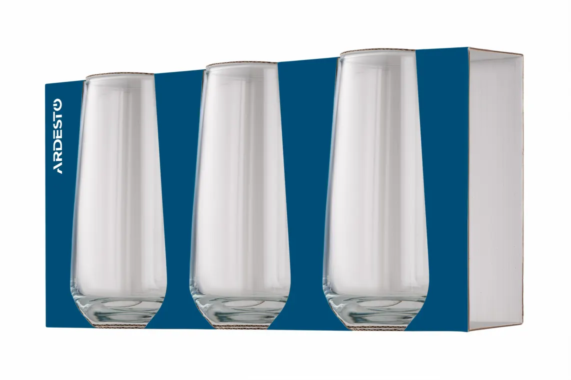 Long glasses set ARDESTO Gloria Shine, 480ml, 3pcs, glass, transparent