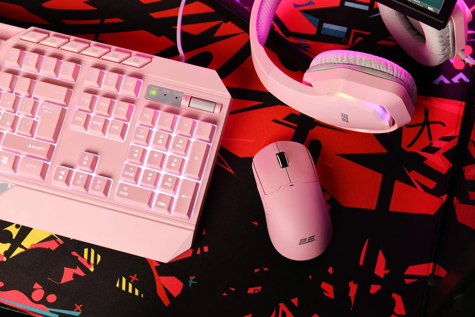 მაუსი 2E GAMING Mouse MG355 WL, RGB, USB-A/WL, pink