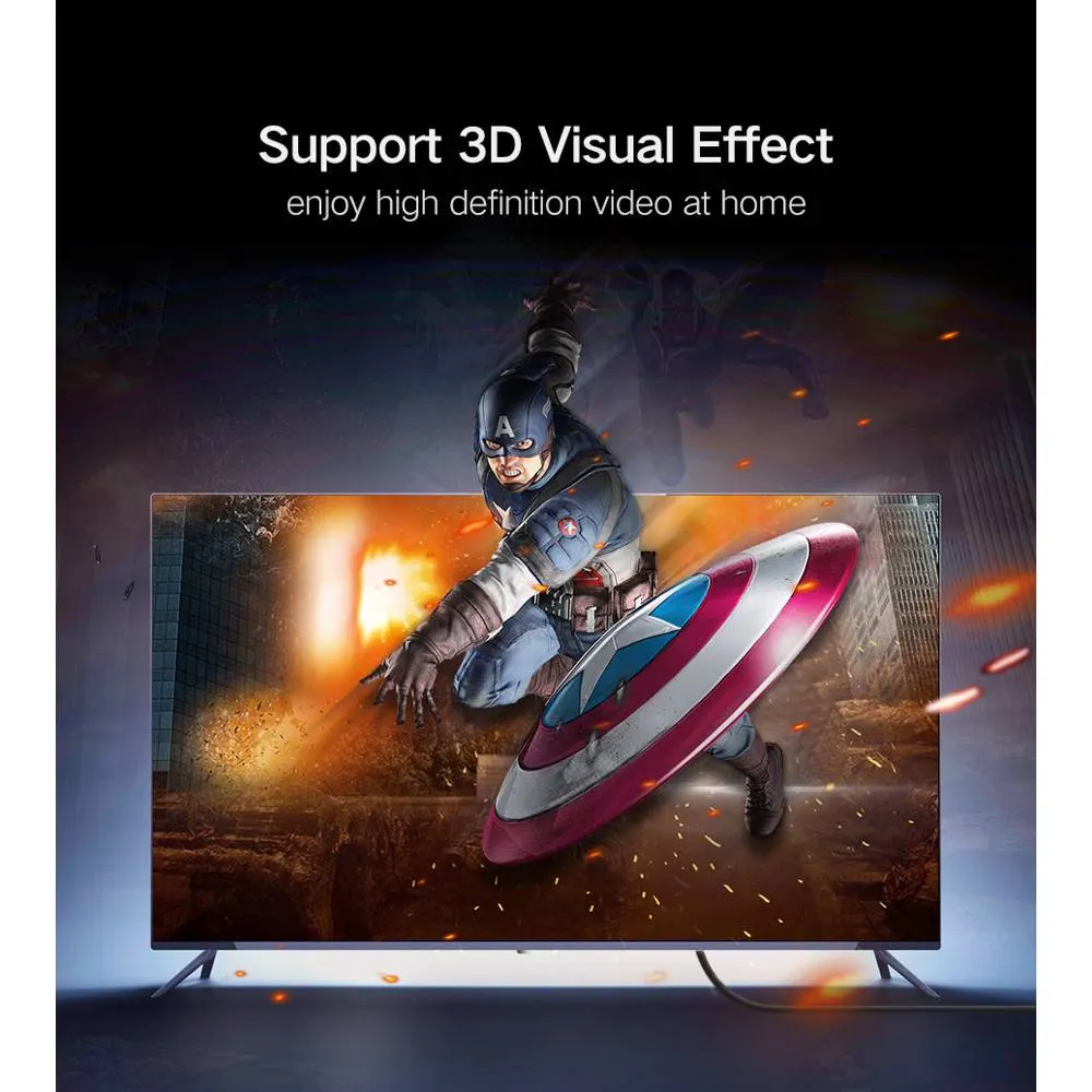 HDMI კაბელი UGREEN HD104 (10111), HDMI Cable, Support 4K 30Hz, 3D Visual Effect, 15m, Black