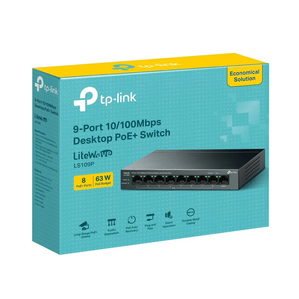 სვიჩი TP-link LS109P Switch Unmanaged PoE+