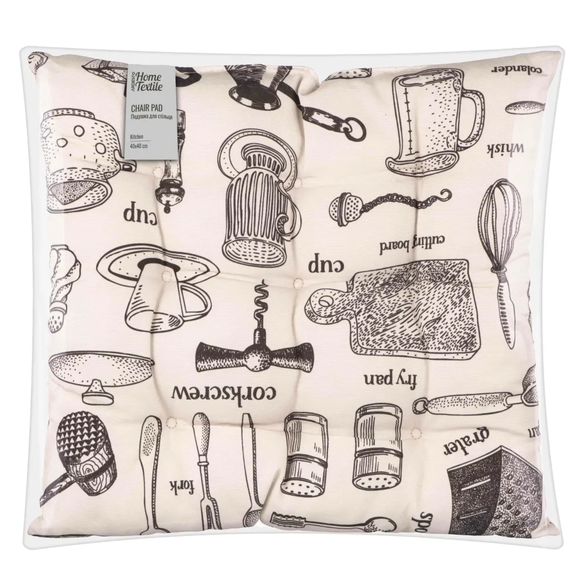 სკამის ბალიში Ardesto Sitpad Kitchen 40x40cm, 90% polyester, 10% cotton