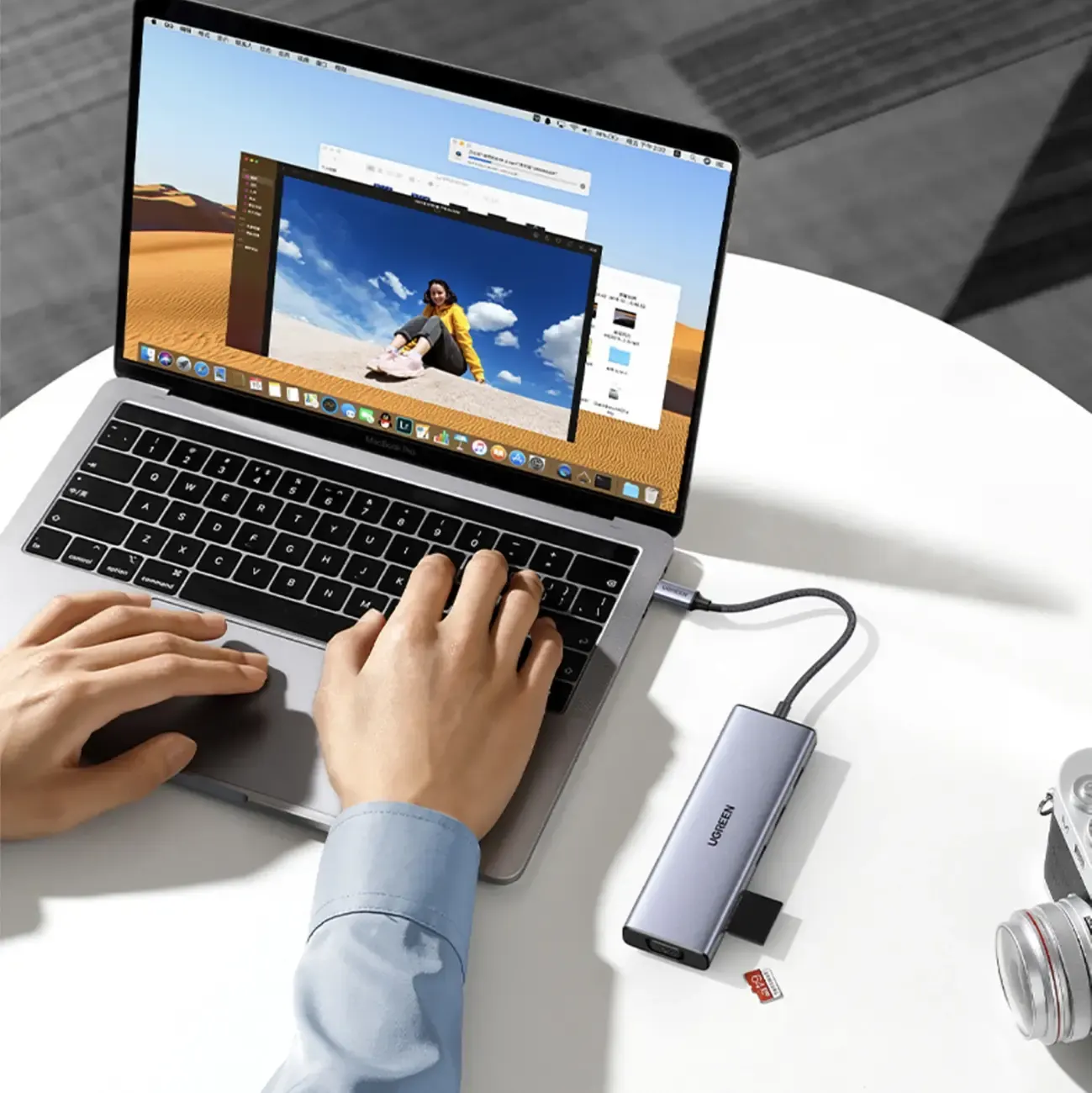 Type-C ჰაბი CM498, UGREEN, USB HUB, USB-C, USB, HDMI, VGA, RJ45, SD, TF, Hub, Gray.