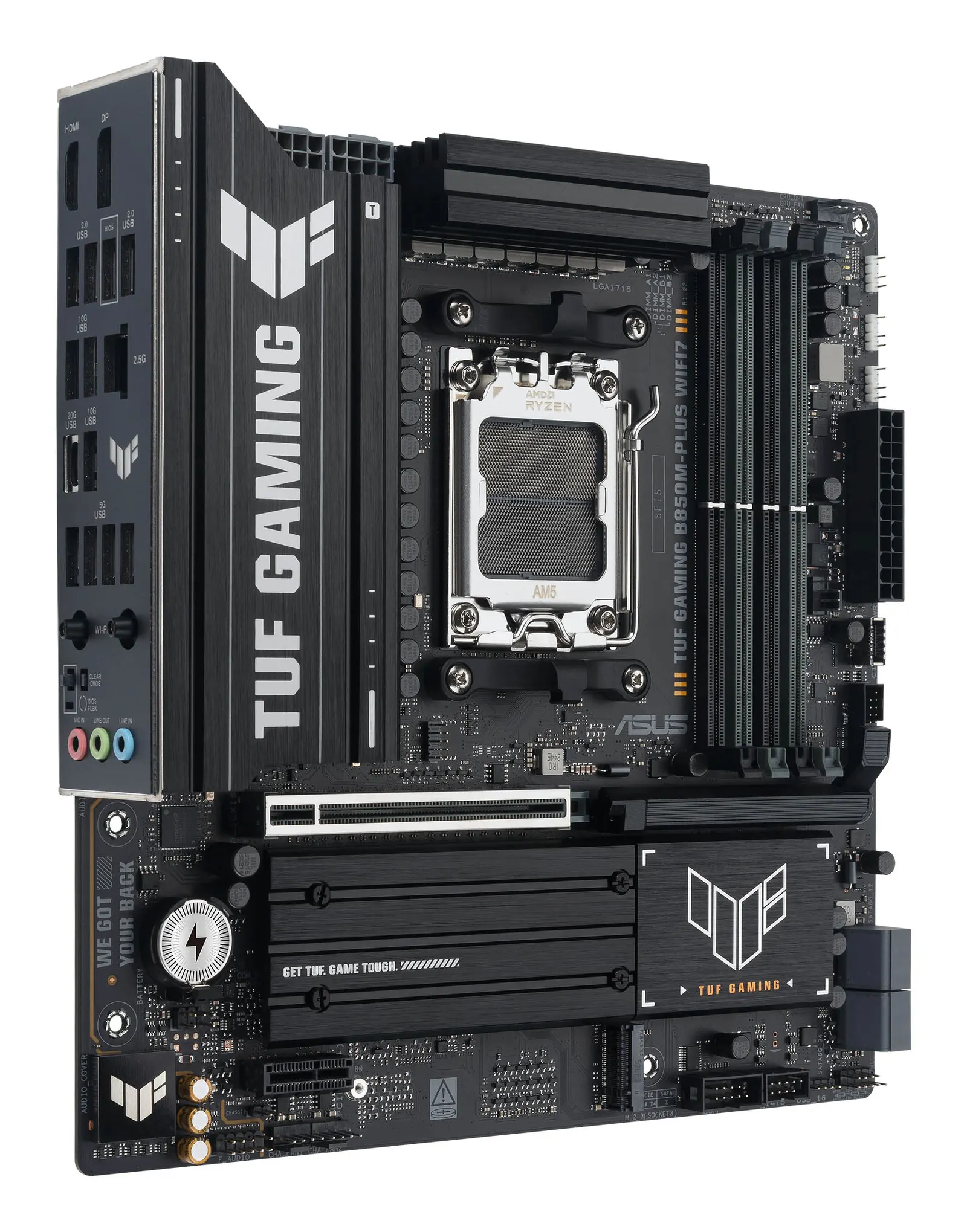 დედაპლატა ASUS Motherboard TUF GAMING B850M-PLUS WIFI7 sAM5 B850 4xDDR5 M.2 HDMI DP Wi-Fi BT mATX
