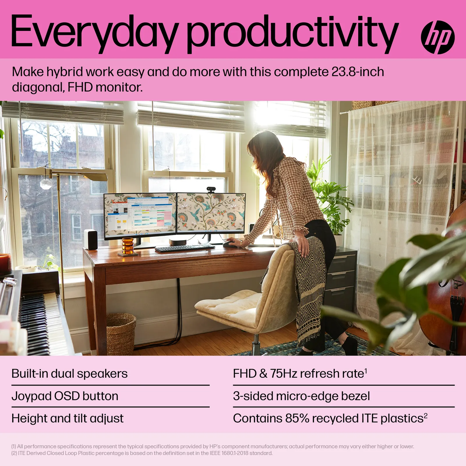 მონიტორი HP P24h G5 23.8" IPS FHD Black