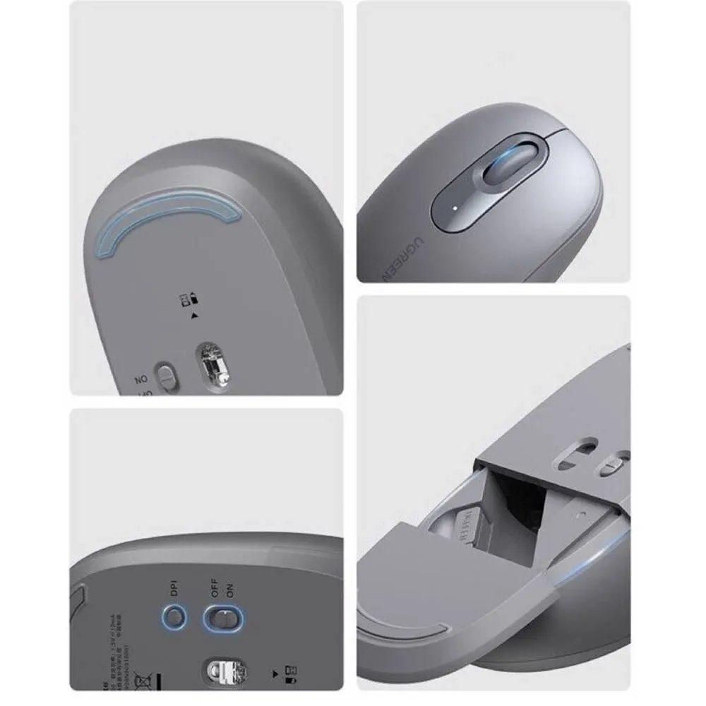 UGREEN MU105 (90669), Wireless, USB, Mouse, Moonlight Gray