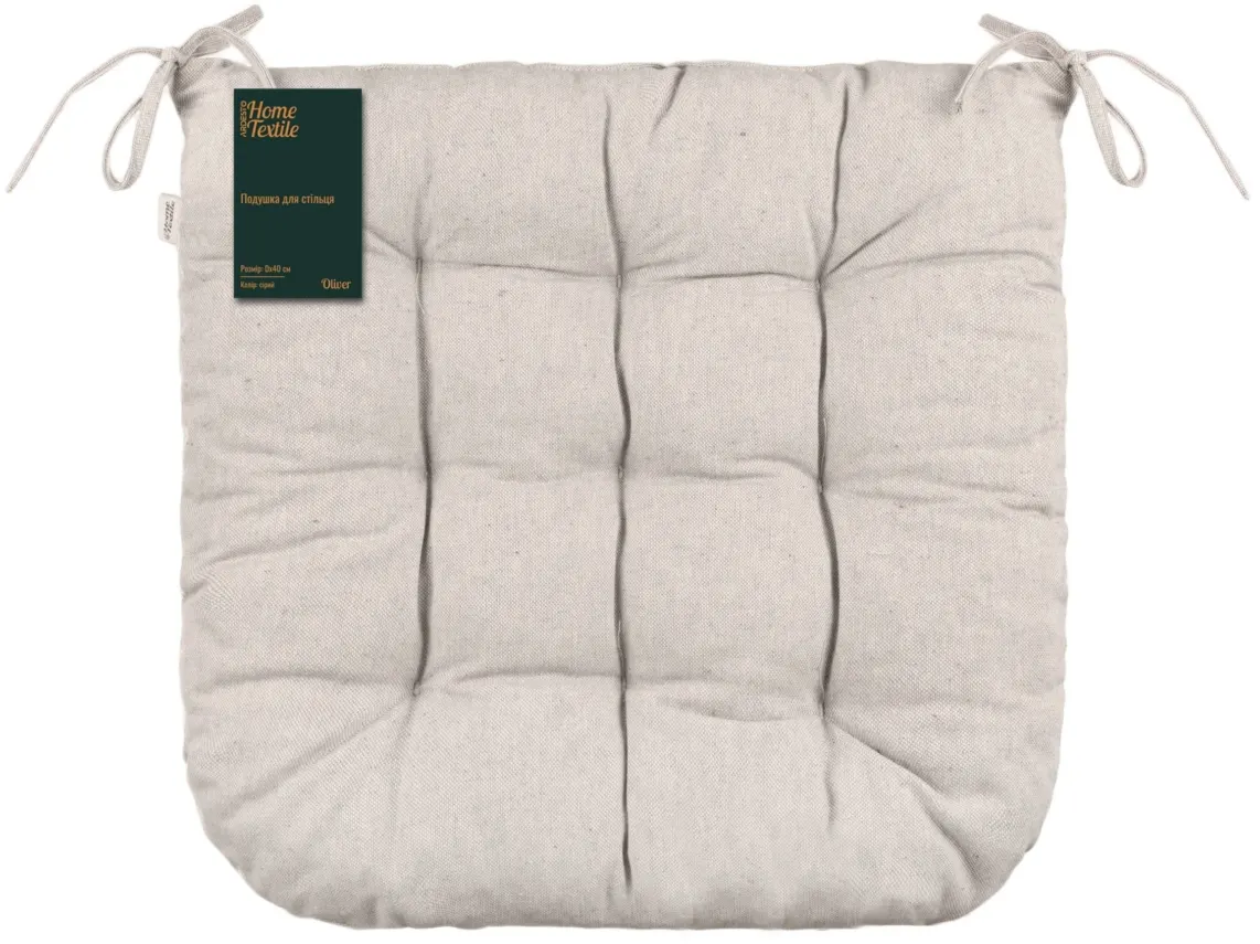 სკამის ბალიში Ardesto Sitpad Oliver, 40x40cm, 100% cotton, filling: 50% holofiber, 50% pp, beige
