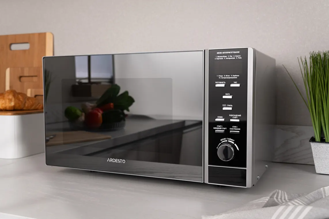 მიკროტალღური ღუმელი ARDESTO Microwave oven, 23L, electronic control, 900W, grill, display, button opening, black