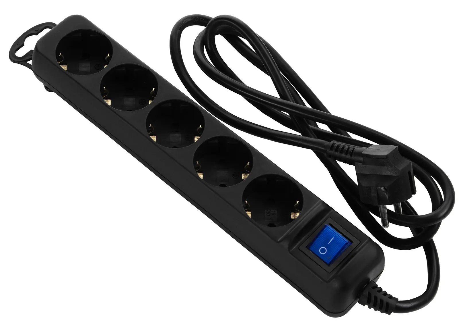 დამაგრძელებელი Power strip 2E 5XSchuko with switch, 3G*1.5mm2, 1.5m, black