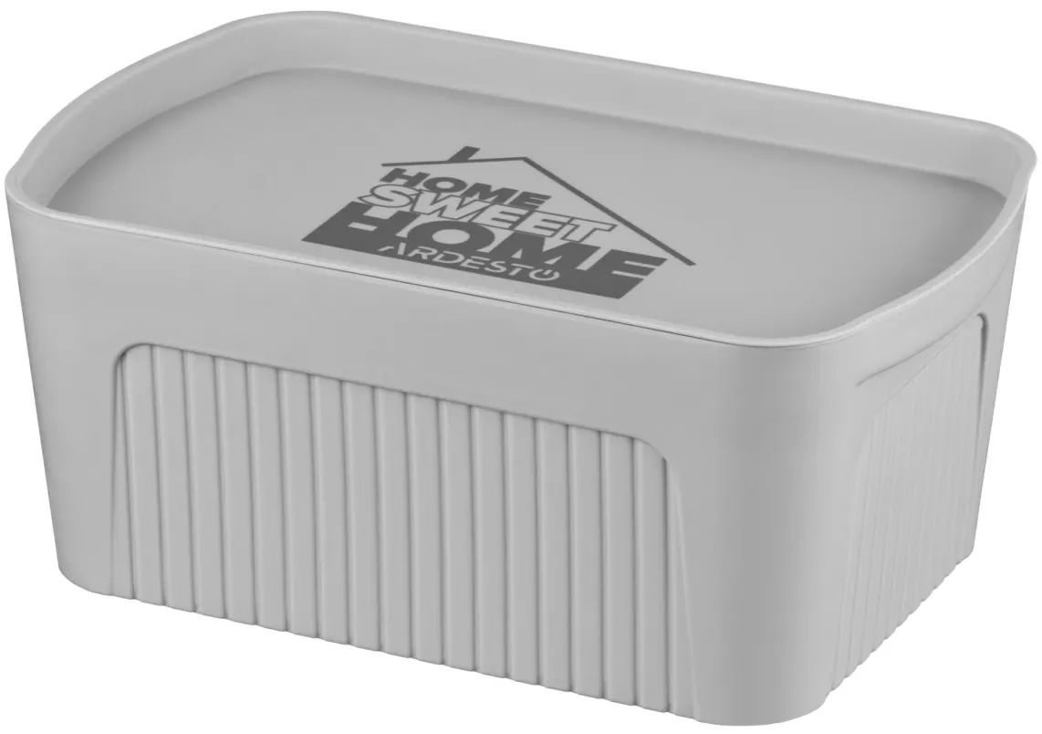 შესანახი კონტეინერი Ardesto Storage box with lid 32x21.5x14cm, 6l, plastic PP, grey