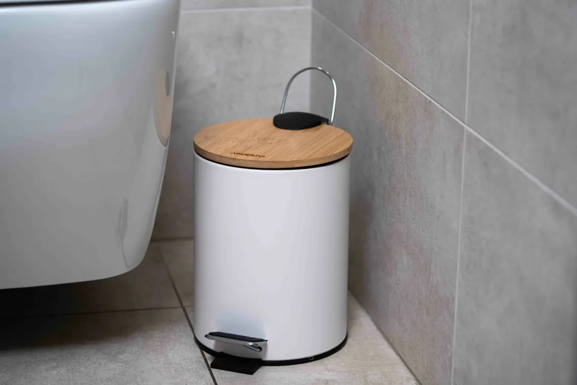 ნაგვის ურნა Step bin ARDESTO Minimalism, 3l, metal, plastic, bamboo, white