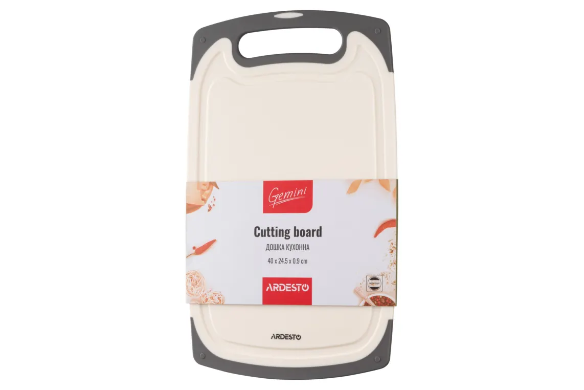 საჭრელი დაფა Ardesto Cutting board Gemini, 40x24.5x0.9cm, plastic, white