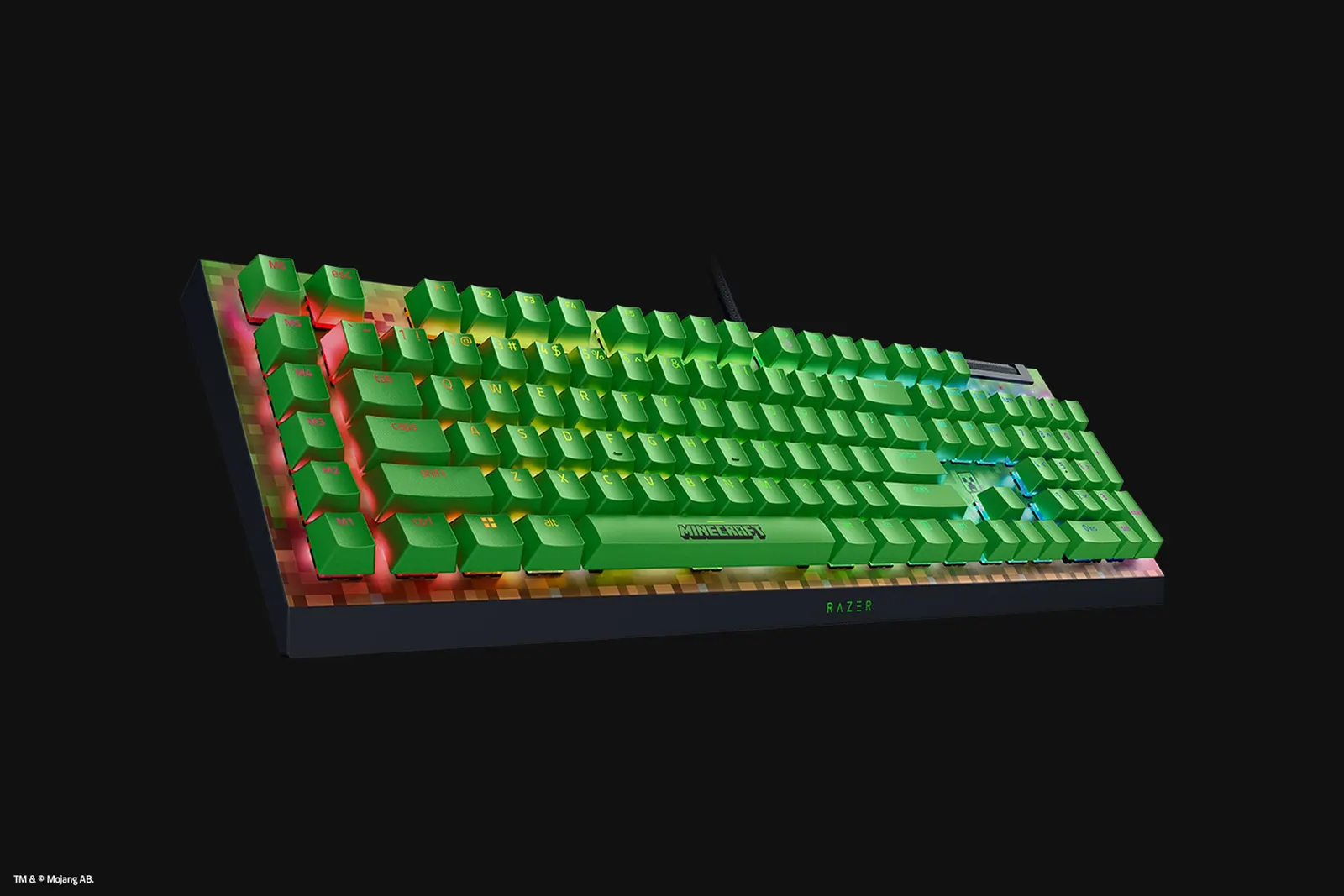 Razer Keyboard mechanical BlackWidow V4 X, 110key, Green Switch, USB-A, EN, RGB, Minecraft Ed