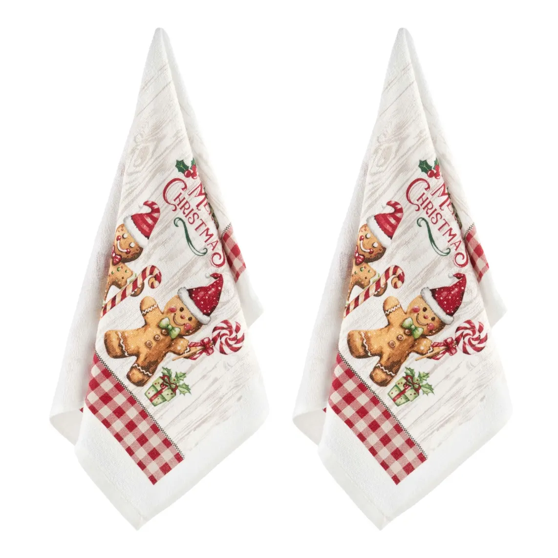 Ardesto Gift set of towels in a box Christmas Gingerbread 38x63cm, 2pcs, 100% cotton, red