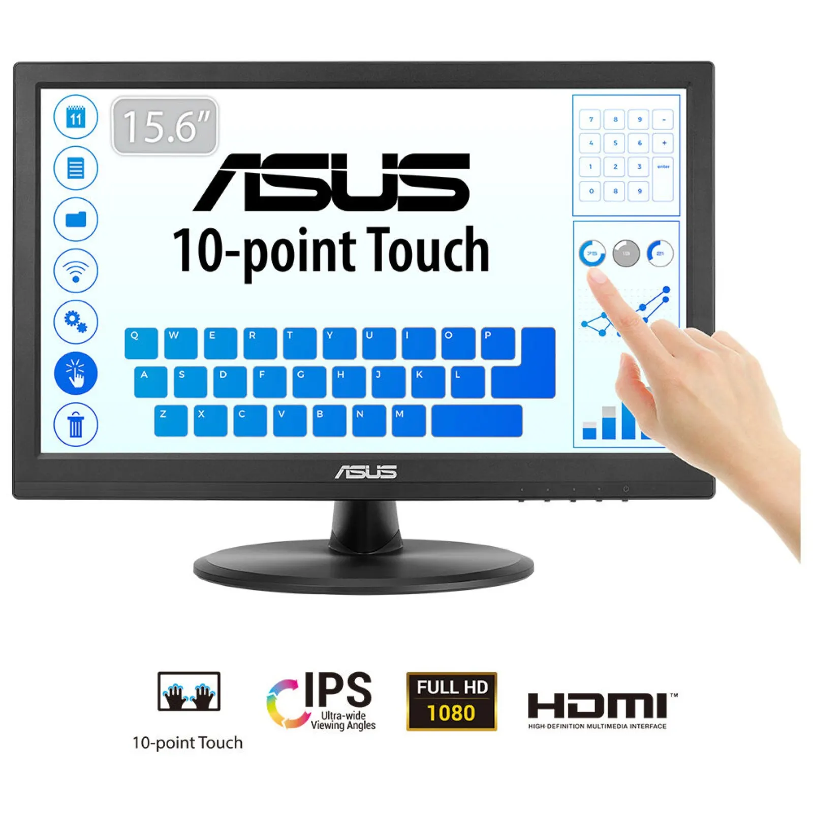 მონიტორი Monitor Asus 15.6" VT169HE D-Sub, HDMI, IPS, Touch Screen