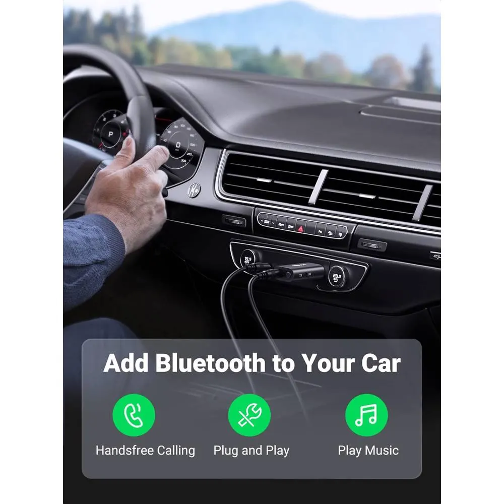 Bluetooth ადაპტერი UGREEN CM523 (60300), USB 2.0 to 3.5mm Bluetooth Transmitter/Receiver Adapter, Black