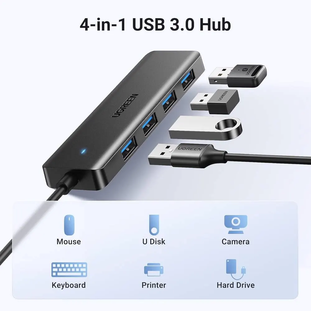 UGREEN CM219 (25851), USB 3.0 Hub, Black