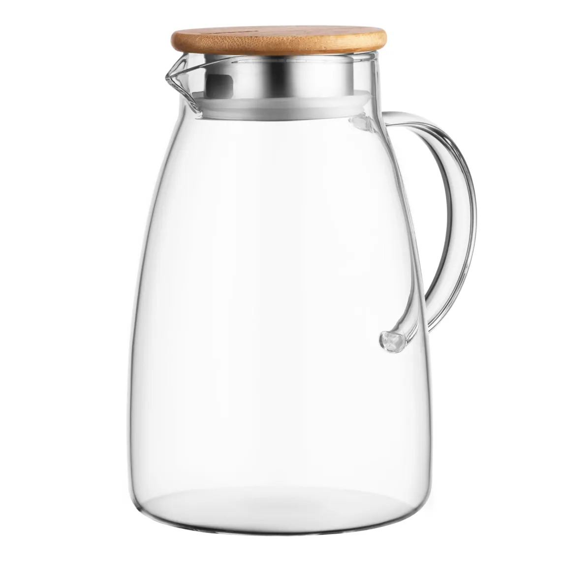 დოქი Pitcher with lid ARDESTO 1500ml, borosilicate glass, bamboo, transparent