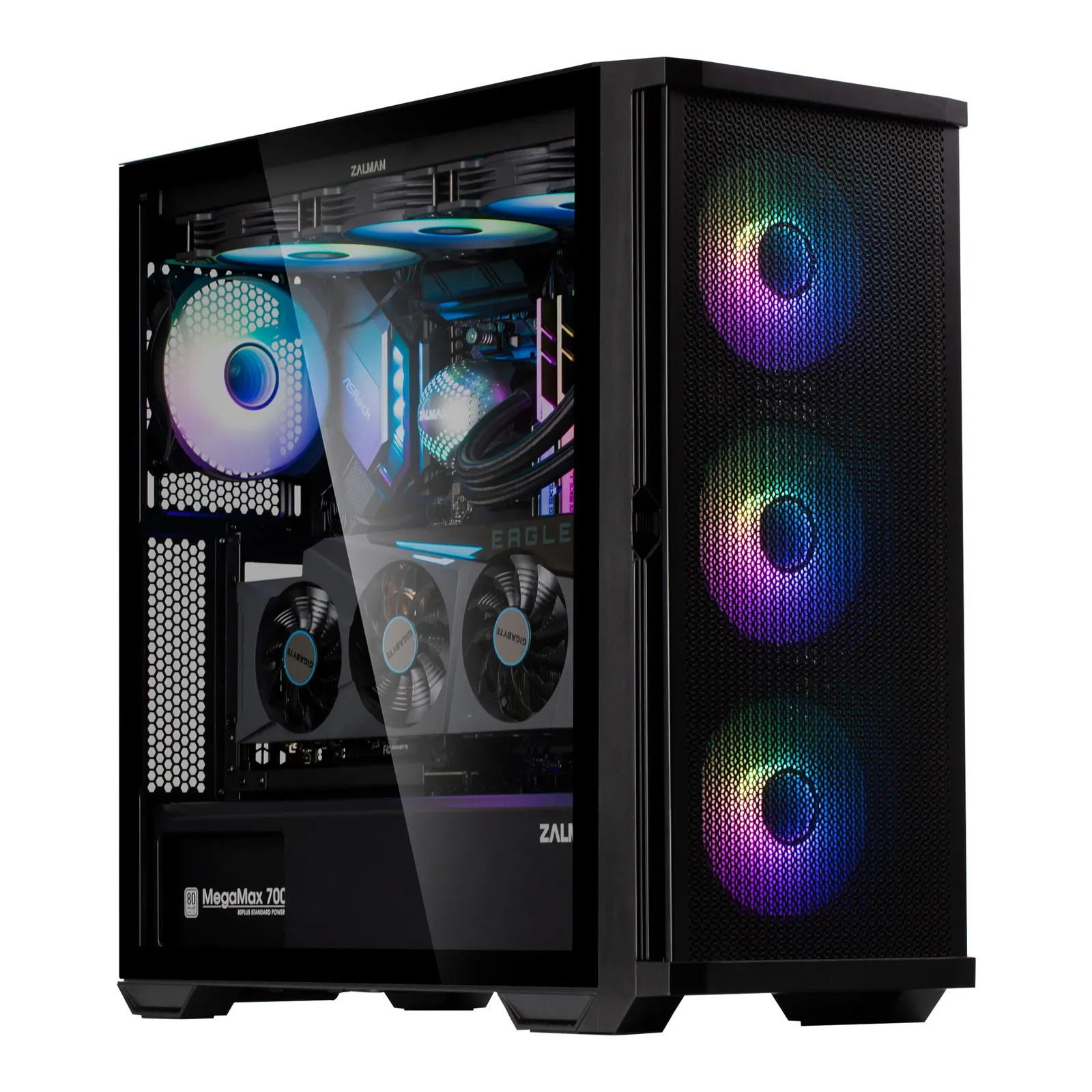 ქეისი Zalman PC case Z10 Duo without PSU, 2xUSB3.0, 1xUSB Type-C, 3x140mm ARGB, 1x120mm ARGB, VGA 395mm, LCS ready, TG Side Panel, EATX, black