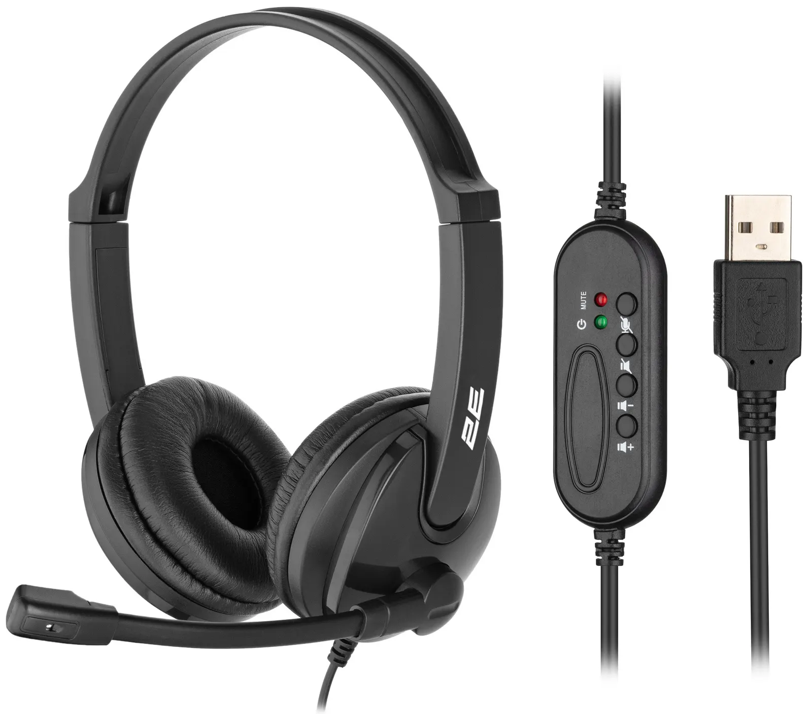 ყურსასმენი 2E PC headset stereo On-ear CH12 USB, omni-mic, 2m, black