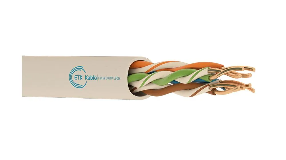 ქსელის კაბელი - Cat5e UTP 24AWG LSZH 100% სპილენძი შიდა გამოყენების 305 მეტრი, Etk kablo Cat 5e U/UTP 4x2x24 AWG LSOH-305M