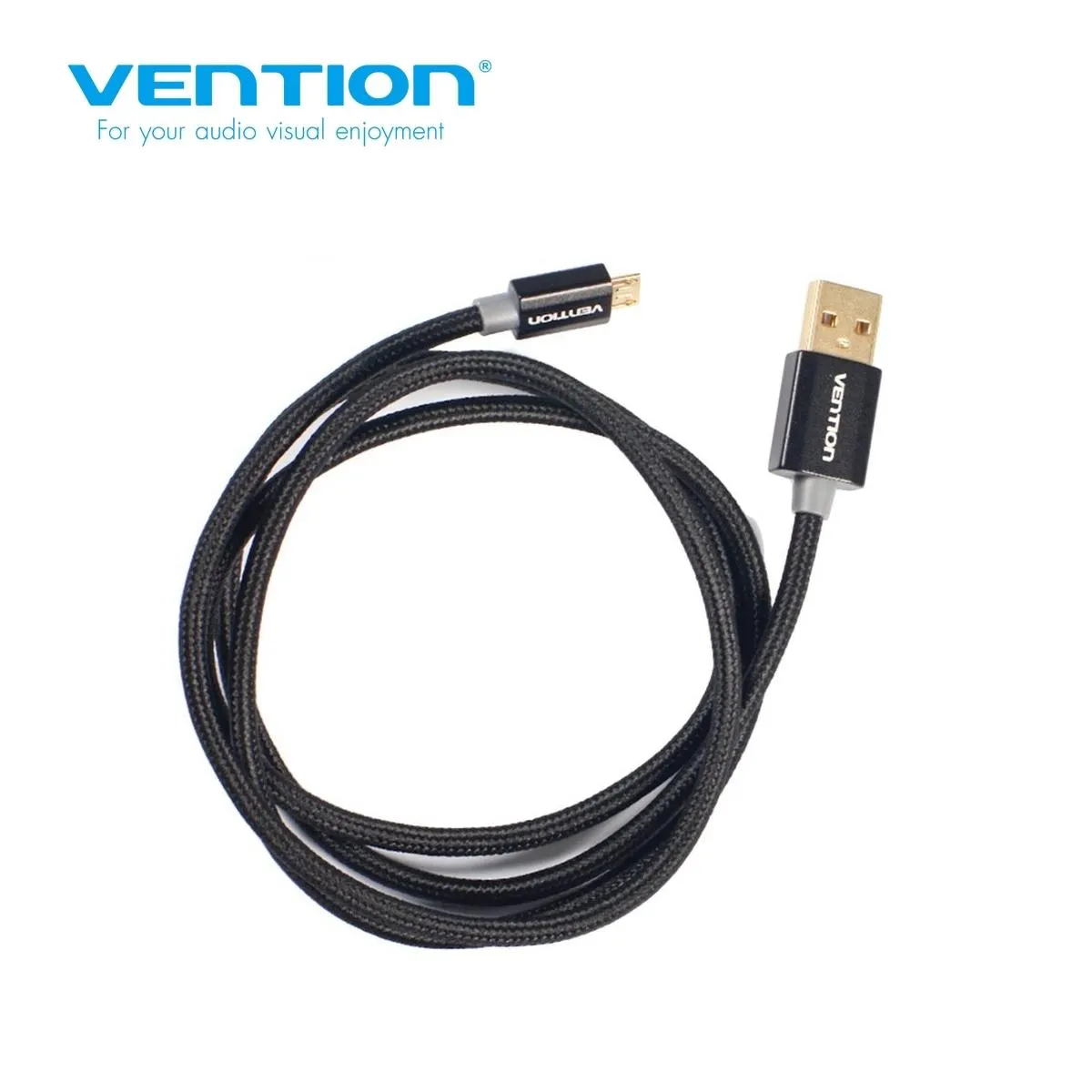 CADBH, VENTION CADBH Cotton Braided USB2.0 A Male to Micro B Male Cable 2M Black