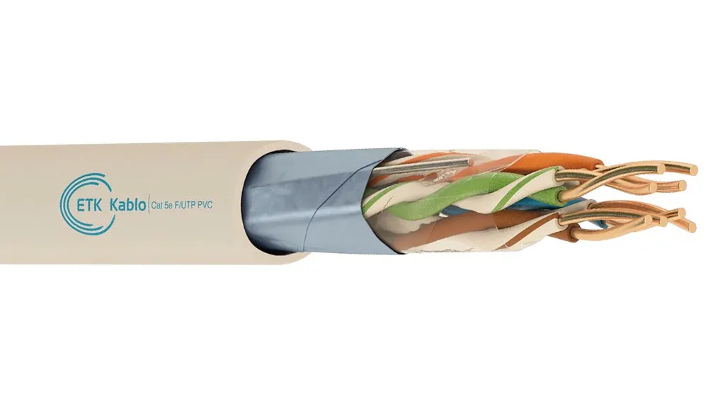 ქსელის კაბელი - Cat5e FTP PVC 25AWG 100% სპილენძი შიდა გამოყენების 305 მეტრი, Etk kablo Cat 5e F/UTP 4x2x25 AWG PVC-305M