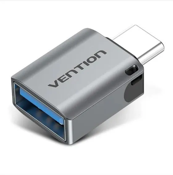 Type-C ადაპტერი CDQH0 VENTION USB-C Male to USB 3.0 Female OTG Adapter Gray Aluminum Alloy Type