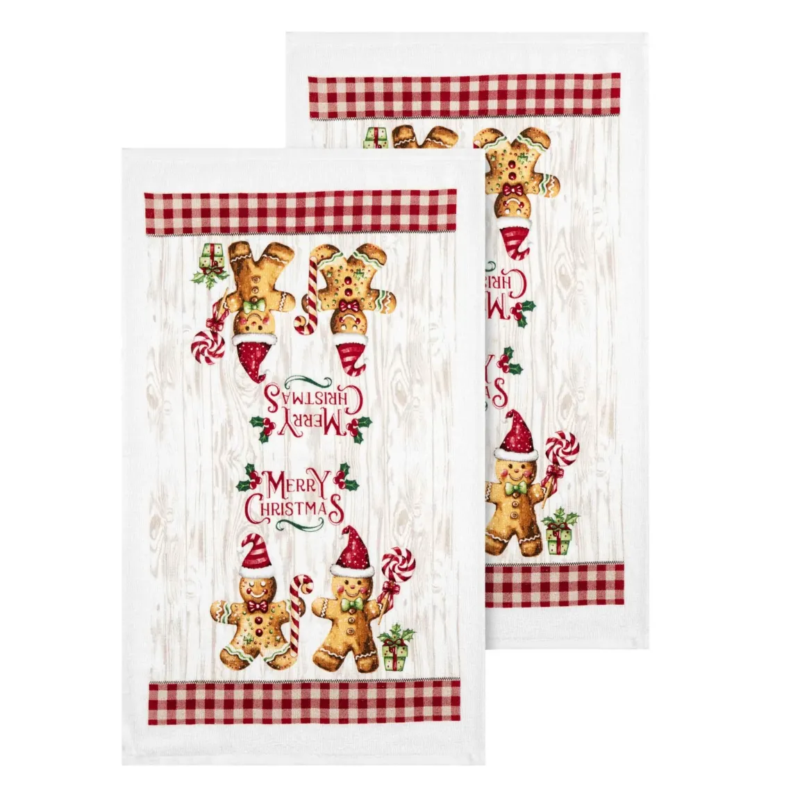 Ardesto Gift set of towels in a box Christmas Gingerbread 38x63cm, 2pcs, 100% cotton, red