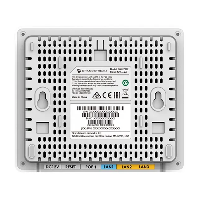 Wi-Fi დაშვების წერტილი Grandstream GWN7604, Indoor AX3000 Wi-Fi 6 Access Point, 2x2:2 2.4G, 3x3:2 5G, 1x GbE PoE, 2x GbE with PSE, 1x GbE, up to 100m coverage