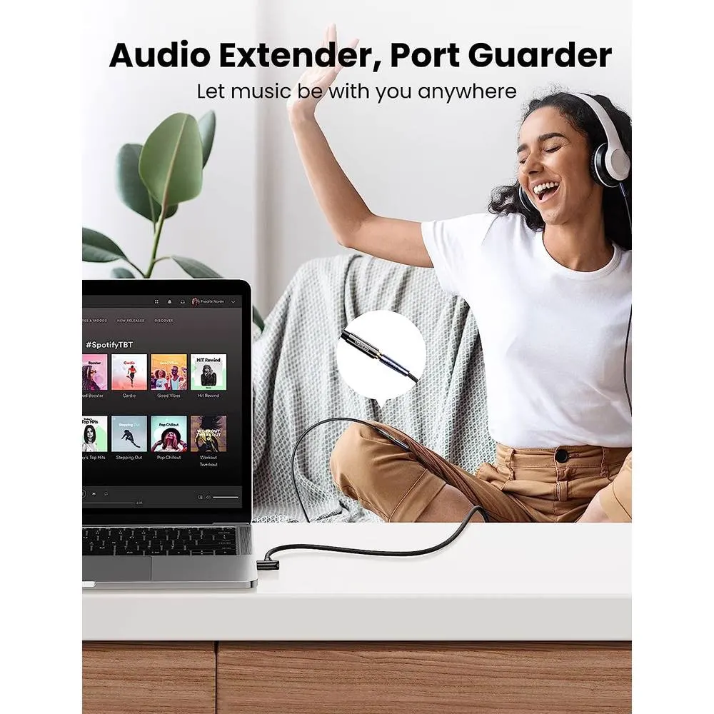 Audio adapter UGREEN AV188 (10683), 3.5mm Male to Female, Extension Cable, 5m, Black