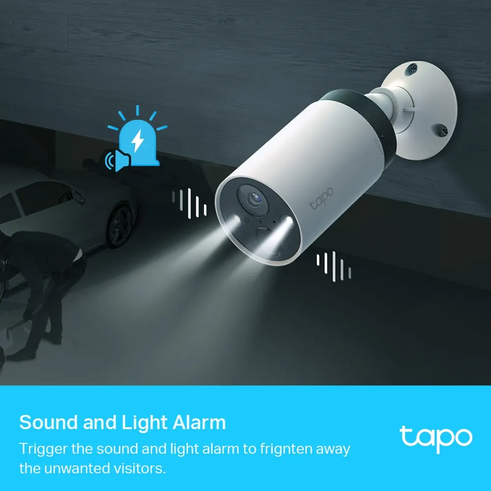 სმარტ კამერა TP-Link Tapo Smart Security Camera System - 4MP, 2560 × 1440 (2K), Wi-Fi, 113° Viewing Angle, IP65 Waterproof, 180-Day Battery Life, MicroSD Card Slot (Up to 256 GB), Two-Way Audio, iOS, Android, Hub Requaired - Included