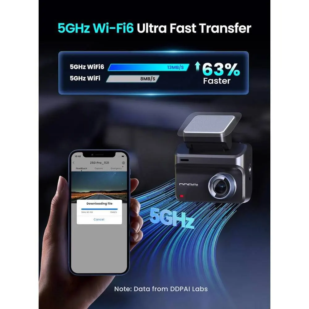 მანქანის ვიდეო რეგისტრატორი DDPAI Z50 Pro 4K Dash Cam 143° WIFI, GPS, Bluetooth, Car Video Recorder, Black