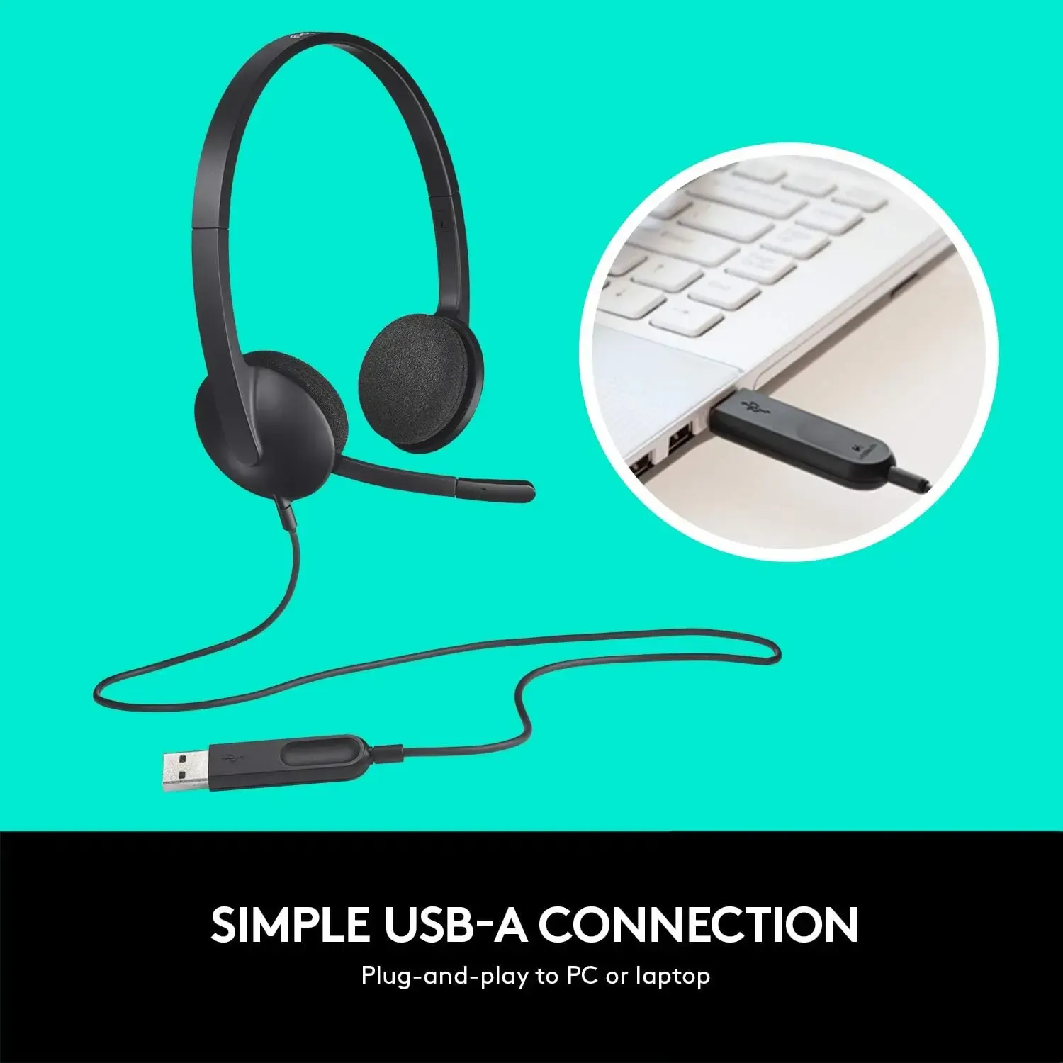 Logitech, H340 Computer USB Headset Black