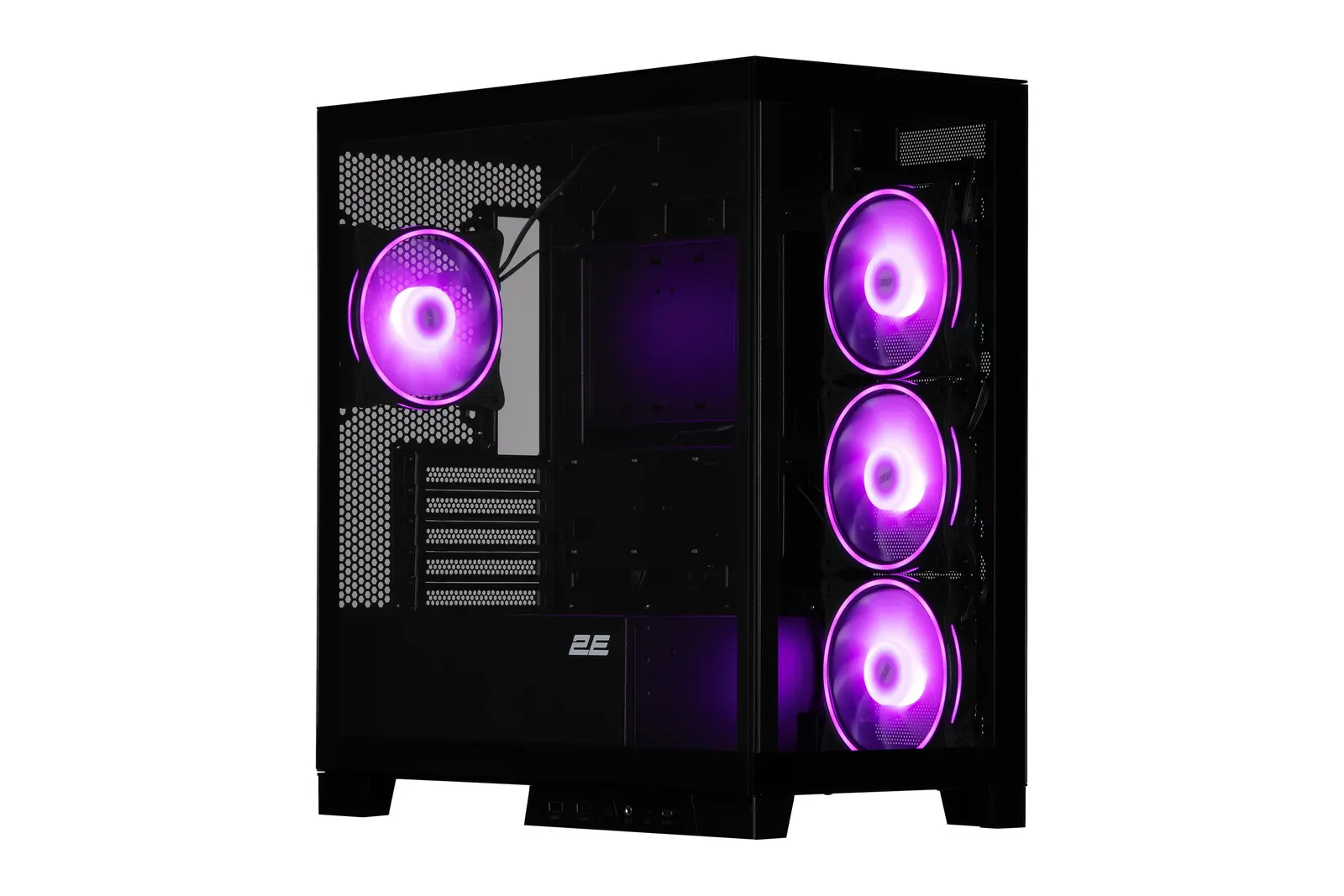 ქეისი 2E Gaming Computer case Fantom GK701B, without PSU, 2xUSB 3.0, 1xUSB Type-C, 4x120mm ARGB, controller with remote, TG Side/Front Panel, mATX, Black