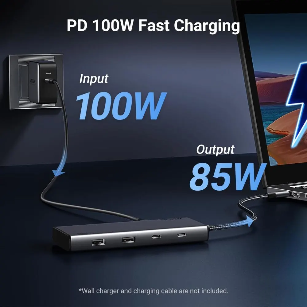 CM639, UGREEN, USB HUB, Revodok 308, HDMI, DP, Type-C, USB-A, PD, 8 in 1 USB C Docking Station, Grey.