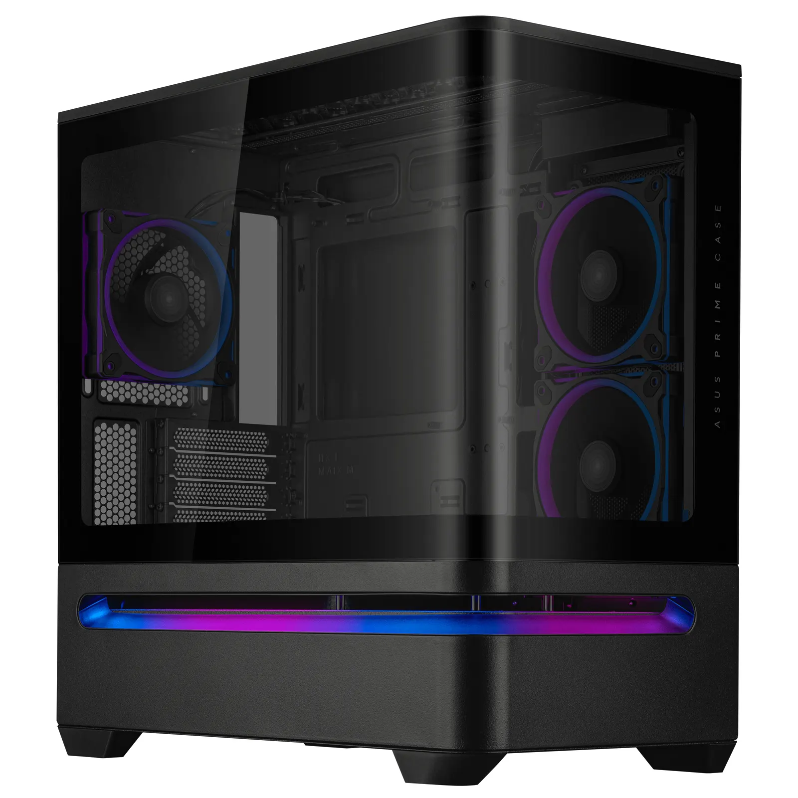 ქეისი ASUS Prime AP202 Tempered Glas, without PSU, 2xUSB3.2, 1xUSB Type-C, Tempered Glass side, mATX, Black 90DC00P0-B19000