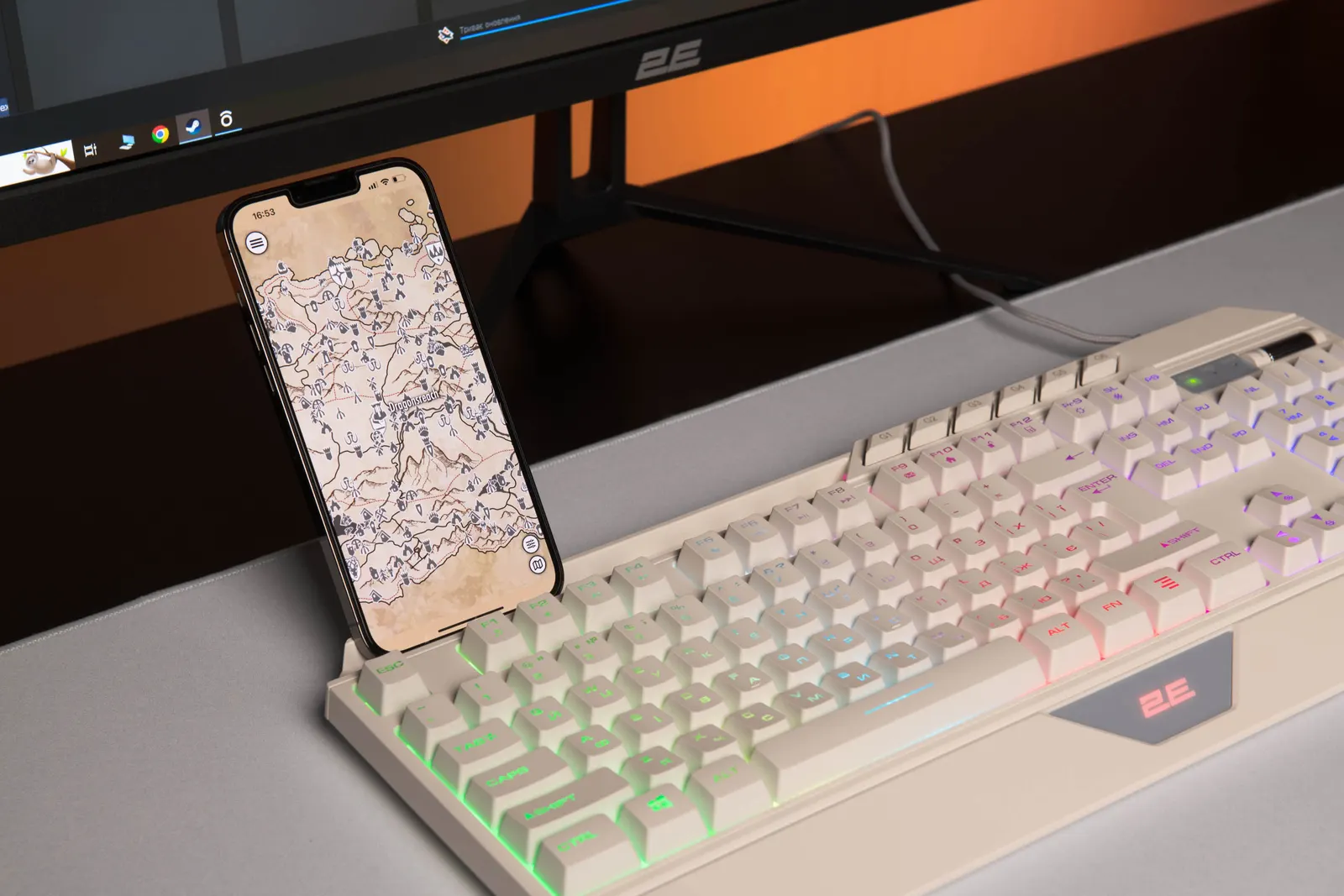 2E GAMING Membrane keyboard KG315 110key, USB-A, EN/UA, RGB, white