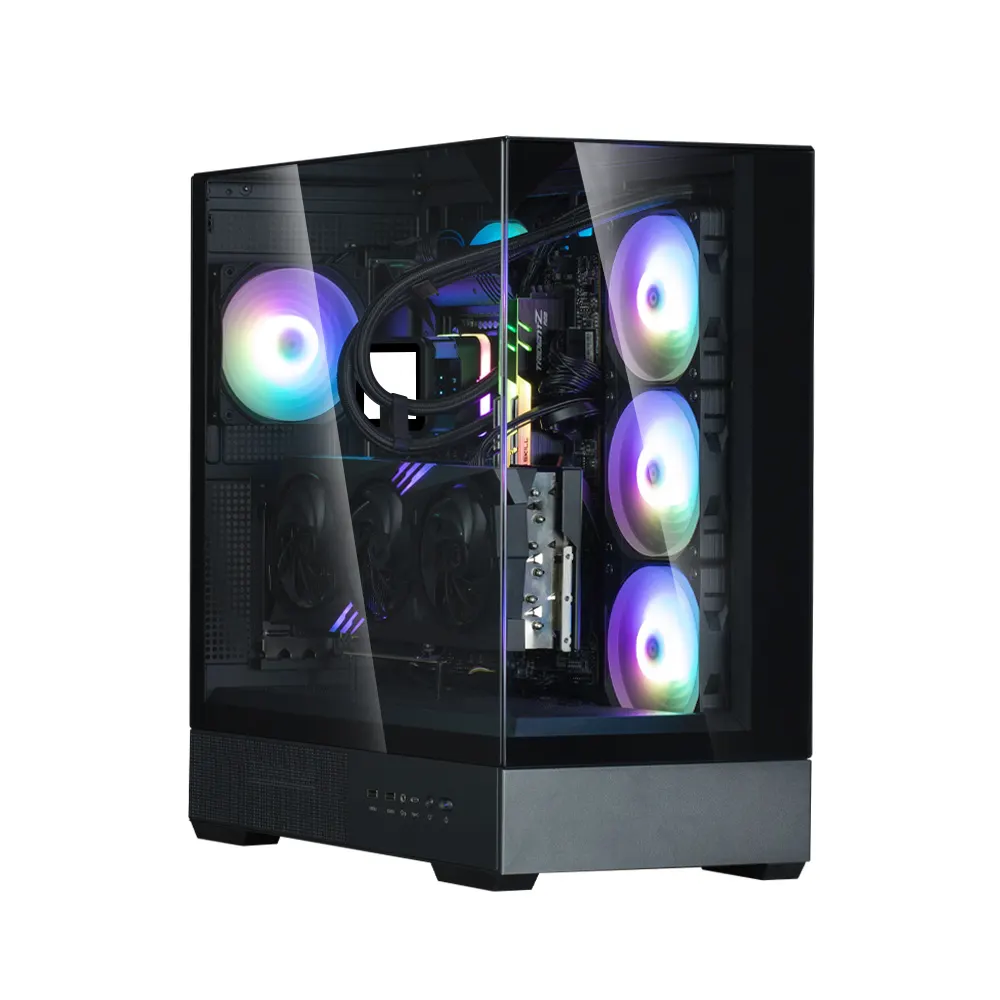 ქეისი Zalman PC case P40 Prism Plus without PSU, 2xUSB3.0, 1x Type C, 3x120mm ARGB Reverse, 1x120mm ARGB, VGA 420mm, LCS ready, TG Side/Front/Top Panel, ATX, black