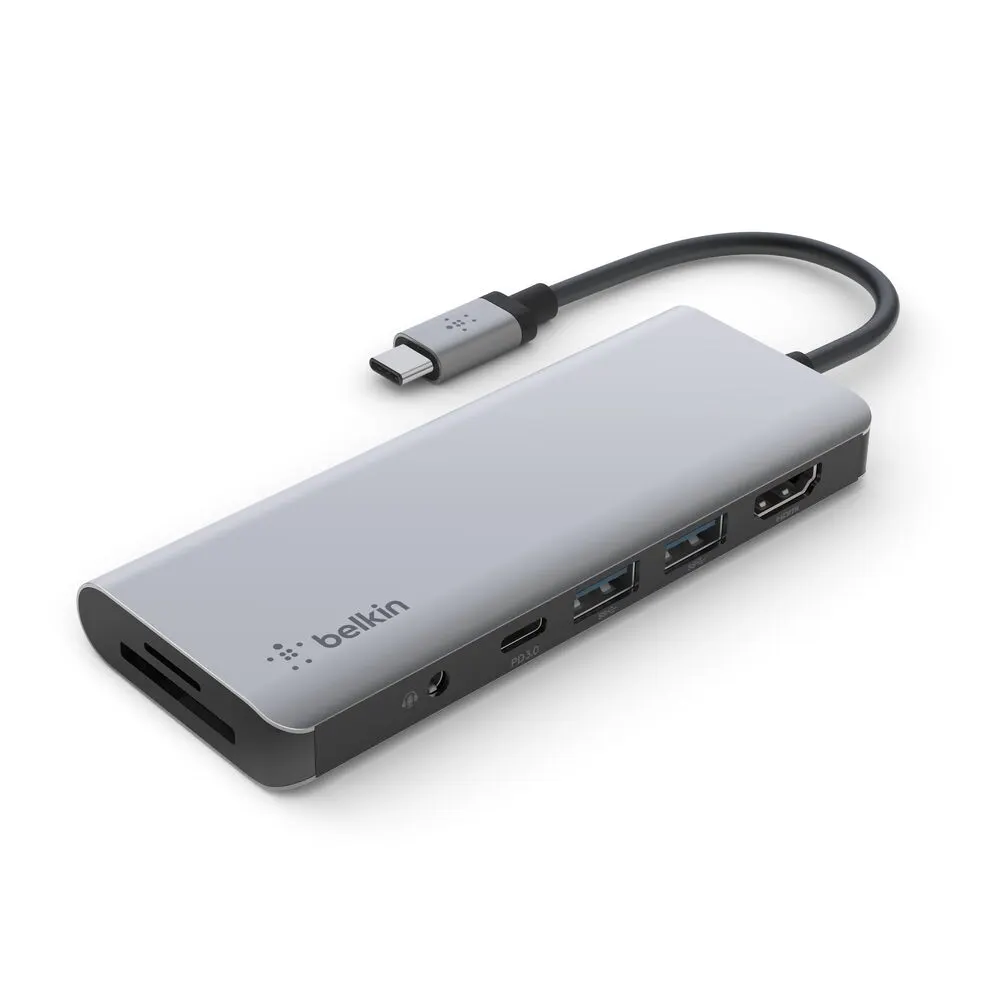 Type-C ჰაბი Belkin Hub USB-C 7in1 Ethernet/HDMI/VGA/2xUSB-A/USB-C/SD/microSD/jack3.5