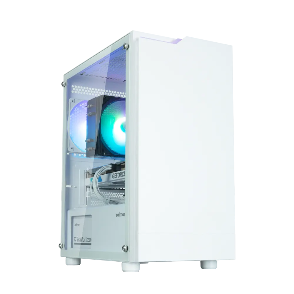 Zalman PC case T4 Plus without PSU, 2xUSB3.0, 1xUSB2.0, 1x120mm ARGB, VGA 3200mm, TG Side Panel, mATX, white