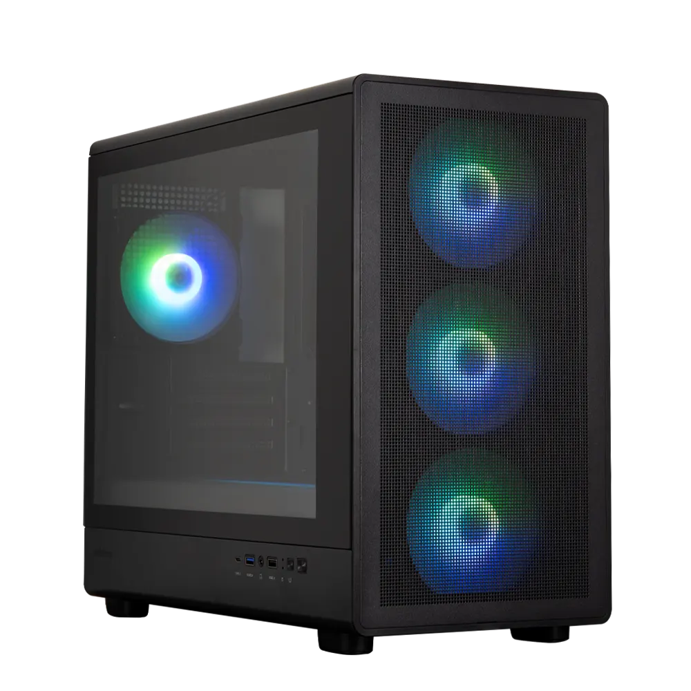 ქეისი Zalman PC case M5 without PSU, 1xUSB3.0, 1xUSB2.0, 1x Type C, 4x120mm ARGB, VGA 410mm, LCS ready, TG Side Panel, mATX, black
