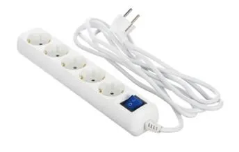დამაგრძელებელი Power strip 2E 5XSchuko with switch, 3G*1.5mm2, 3m, white
