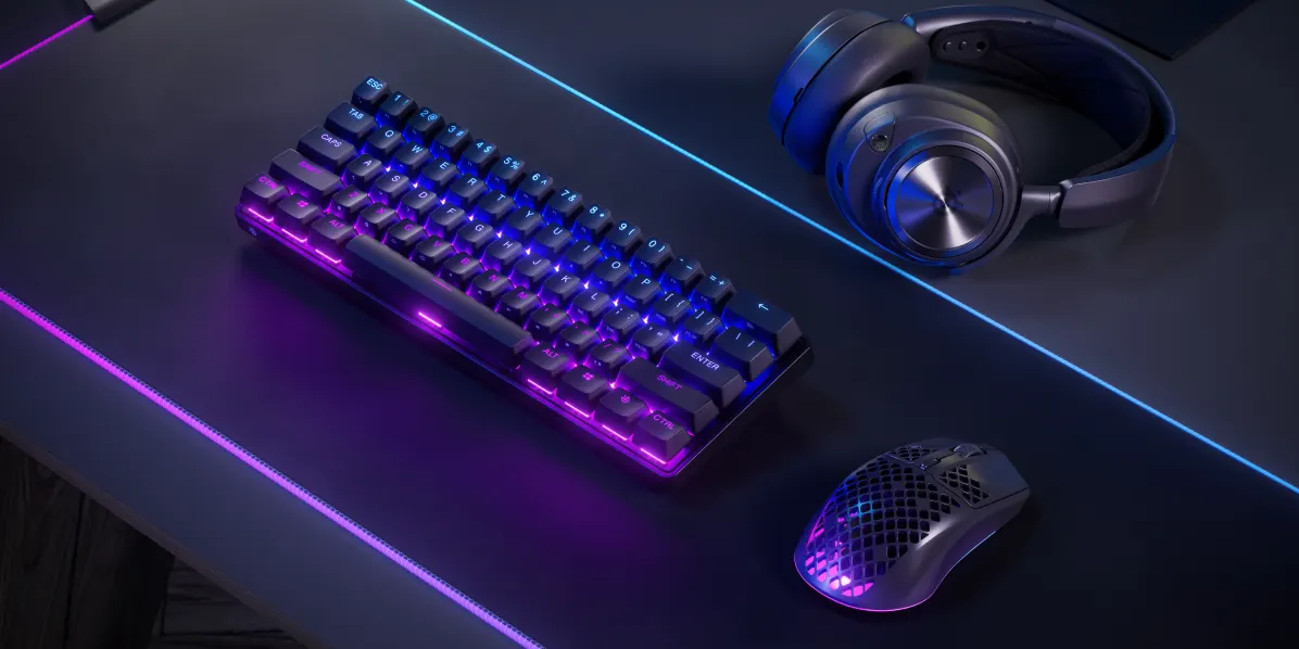 კლავიატურა SteelSeries Keyboard mechanical Apex Pro Mini 61key, HyperMagnetic Switch, USB-A/WL, EN, RGB, black