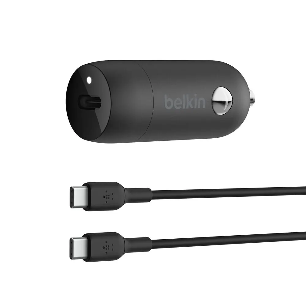 Belkin Car Charger 30W USB-C PD PPS, cable USB-C > USB-C, 1m, black