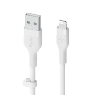 Lightning კაბელი Belkin cable USB-A > Lightning charge/data, 1m, SILICONE, with clip, white
